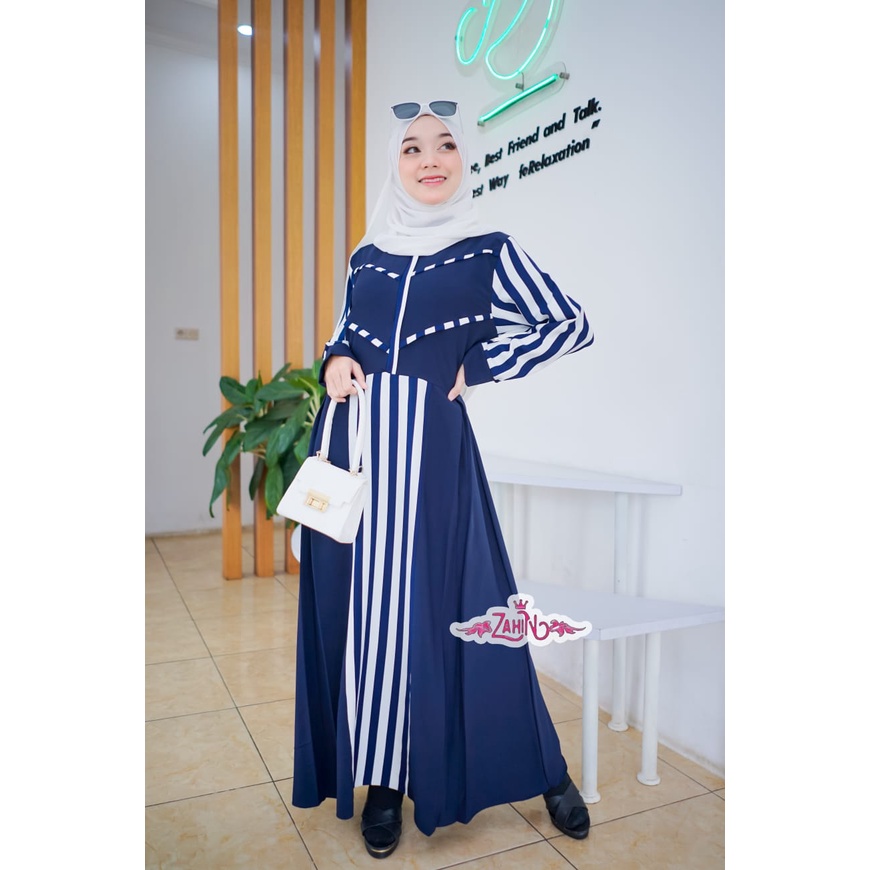 Gamis sandra &amp; vania original  by ZAHIN terbaru dress maxi itycrepe salur mix xhakila tiffany syari busui