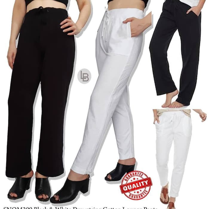 Celana panjang sonoma black & white drawstring