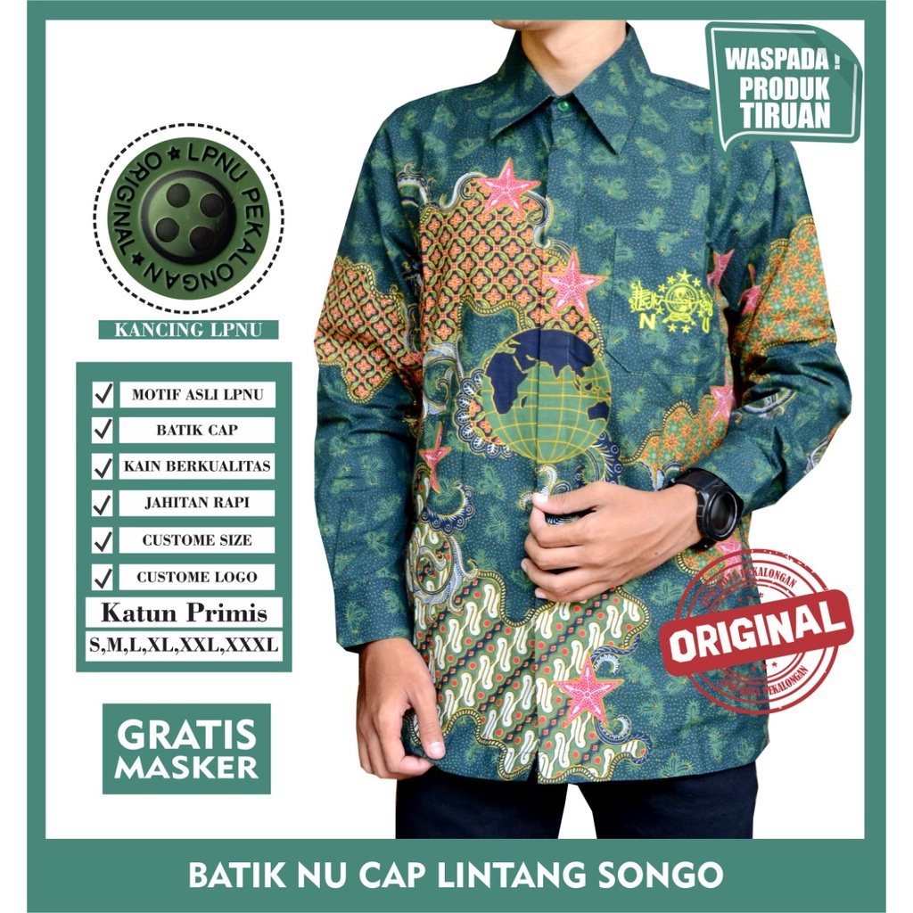 Kemeja Batik NU lintang Songo Cap Lintang Songo Cap Original LPNU
