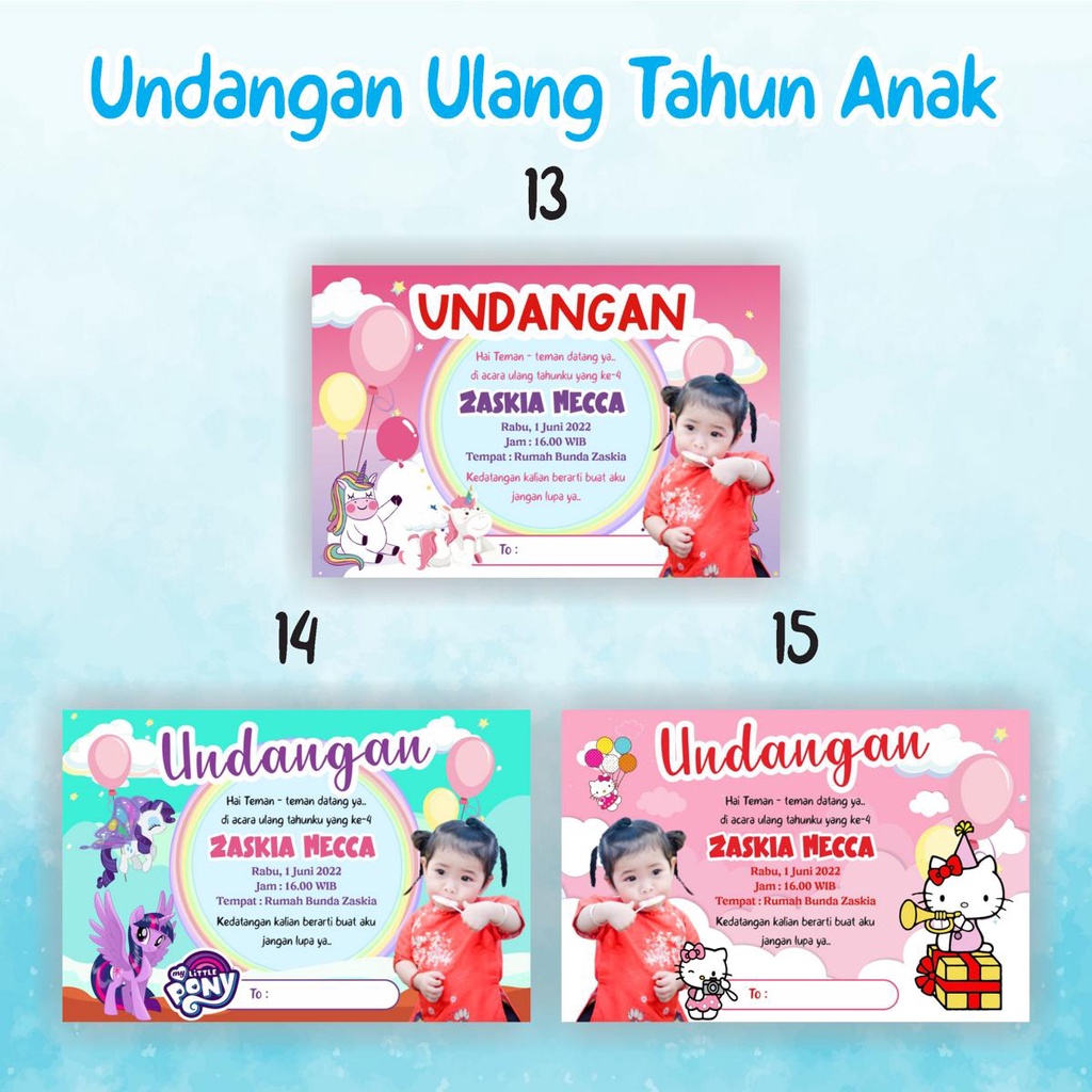 Undangan Ulang Tahun Anak Desain Lucu