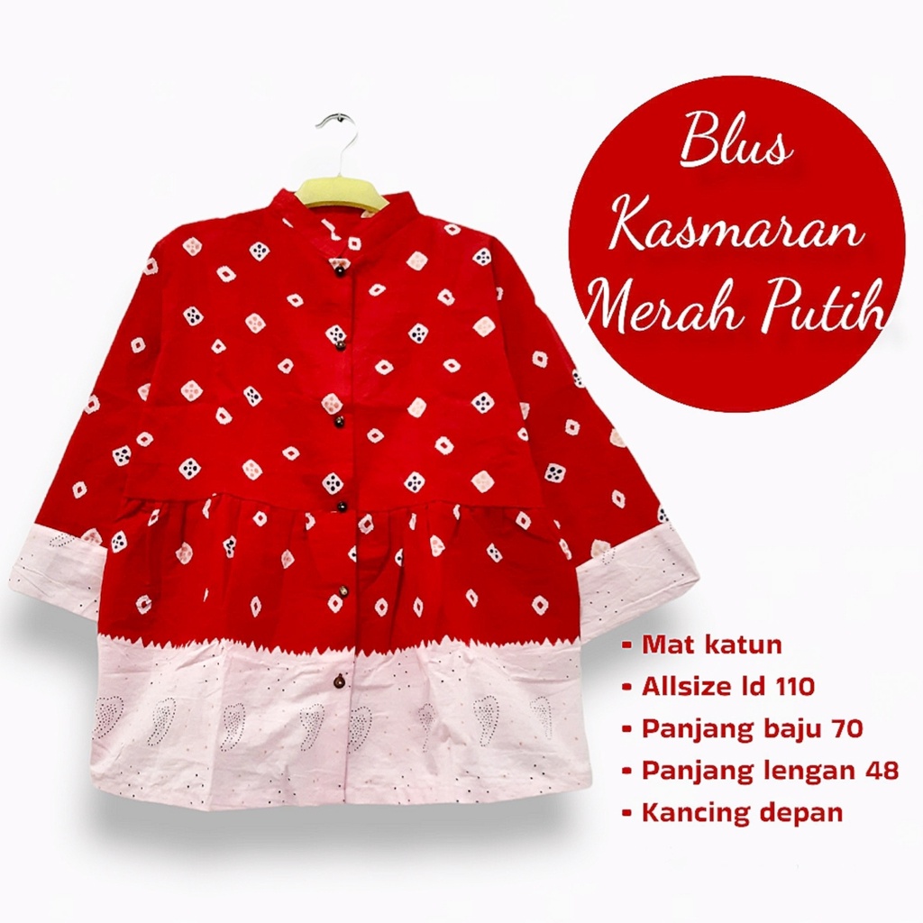 Blus Kasmaran Merah Putih blus motif jumputan atasan kerja