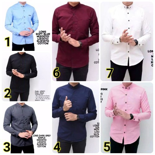 Kemeja Polos Slimfit Pria Lengan panjang dan pendek bahan katun Poplin kecuali softblue bahan Oxford