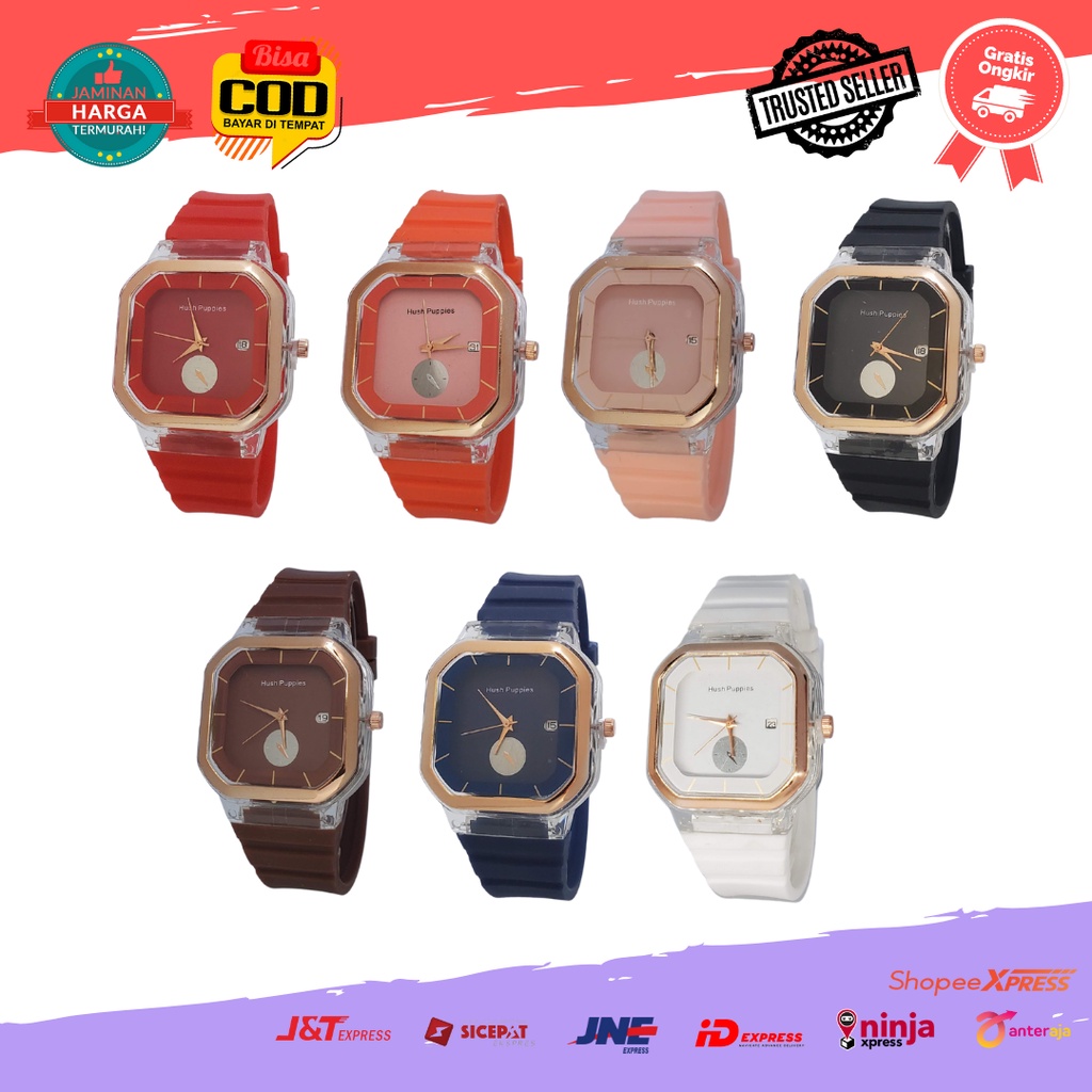 [COD] Jam Tangan Analog Fashion Remaja Wanita Branded Hush Puppies Segi HP70 Chrono Off Tanggal