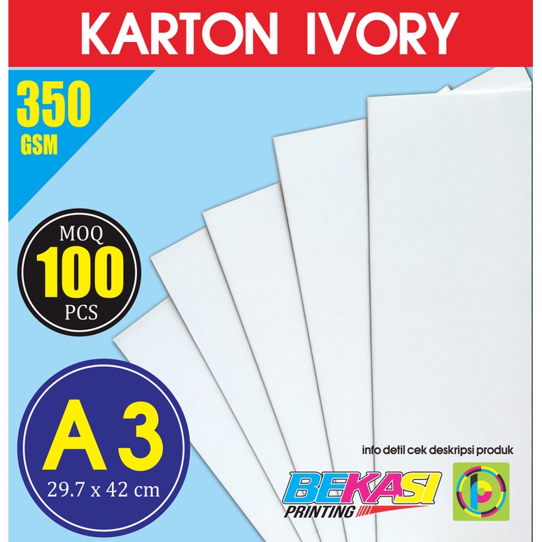 

Karton Carton IVORY 350 GSM Ukuran A3 29.7x42 cm isi 100 Lembar