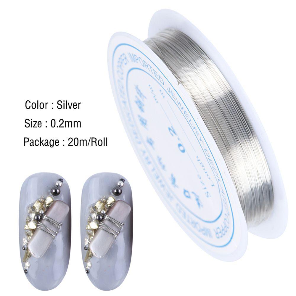 Mxbeauty Hiasan Kuku Charms 3D 0.2mm Silver Nail Tips Rose Gold Perhiasan Nail Art Garis Logam