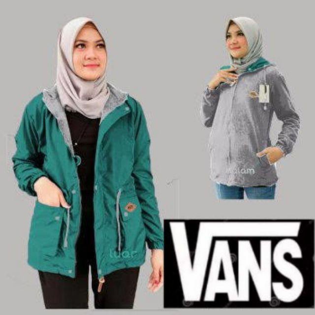 Jaket Wanita Cewek Bb Bolak Balik Original Vans Terlaris Terbaru - Tosca Abu, M Promo