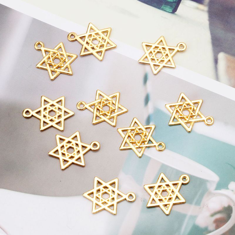 SIY  10Pcs Hexagonal Star Resin Frame Pendant Open Bezel Setting Resin Jewelry Making