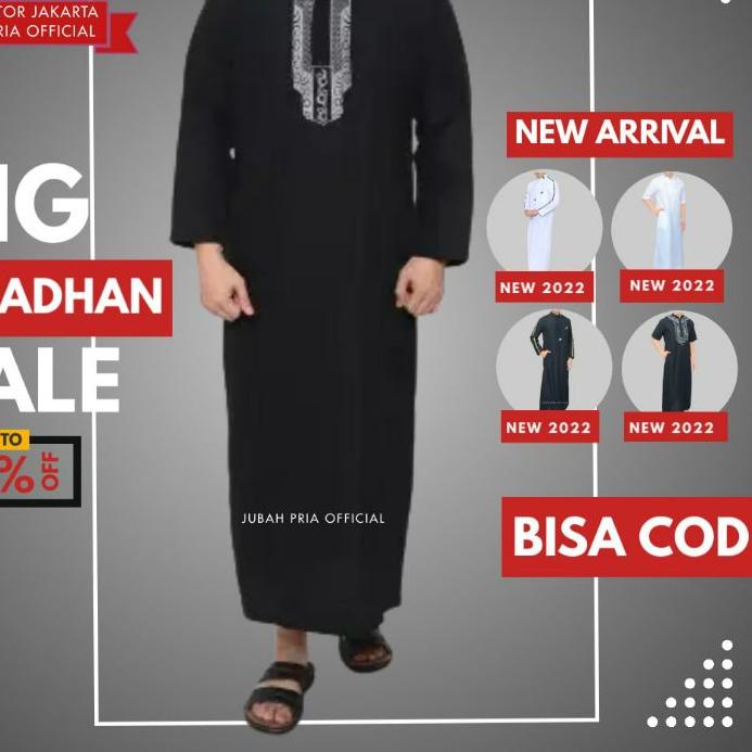 Berkualitas Jubah Pria Gamis Pria Cowok Laki Laki Dewasa Lengan Panjang Al Haramain Baju Jubah Putih Pria Dewasa Lengan Pendek Hitam Habib Polos  2022-1