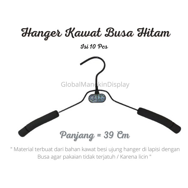 Gantungan Baju Busa | Hanger Kawat Busa Hitam ( 10 PCS )