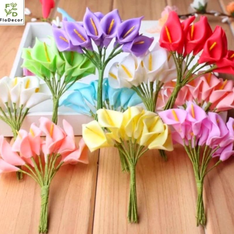 BUNGA LILY MINI / CALLA LILY MINI / BUNGA KUKU  1 IKAT ISI 12 BUNGA