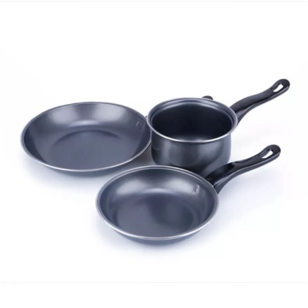 KUKINA Set Alat Masak Milkpan / Panci Masak 14cm + Frypan / Wajan Penggorengan 18 + 23 cm murah