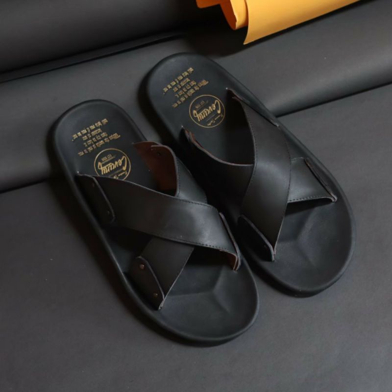 XMIN | Sandal Kulit Pria Murah Sendal Slide Slop Santai Kasual Formal