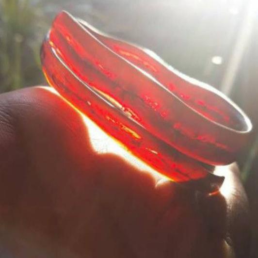 Modern.. GELANG AKAR BAHAR merah kristal bahan pilihan asli original TEMBUS CAHAYA