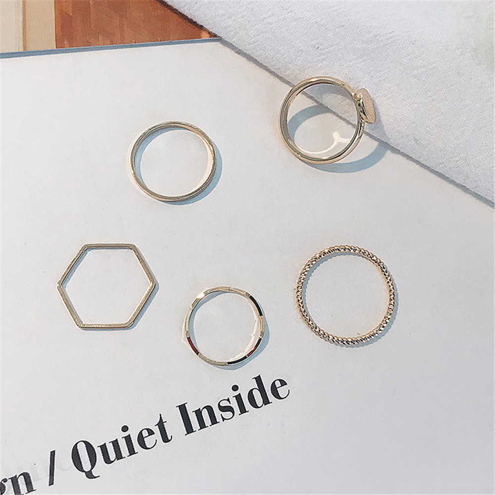 【COD Tangding】5pcs / set Cincin Joint Simple Gaya Korea Untuk Wanita