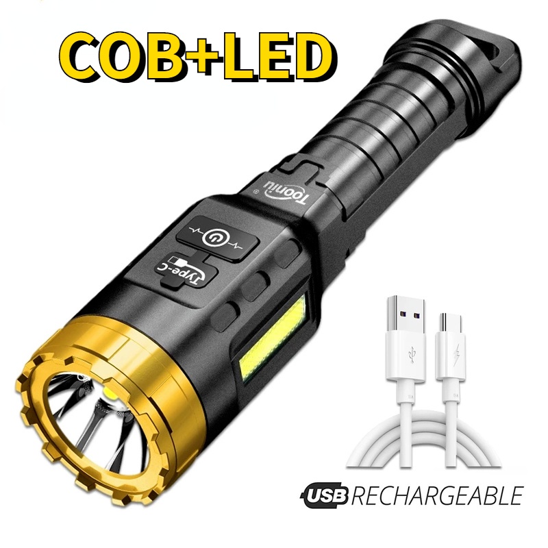 Lampu Senter LED COB Super Terang Rechargeable Portable 2 Mode Untuk Camping Hiking Outdoor