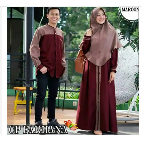 Terbaru busana muslim couple/ FARHANA COUPLE SYARI busana muslim couple marrun NAVY
