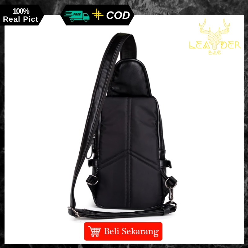 Waist Bag Kulit Pria Original Model Terbaru Warna Hitam Atau Tas Selempang Kulit Cowok Distro Import