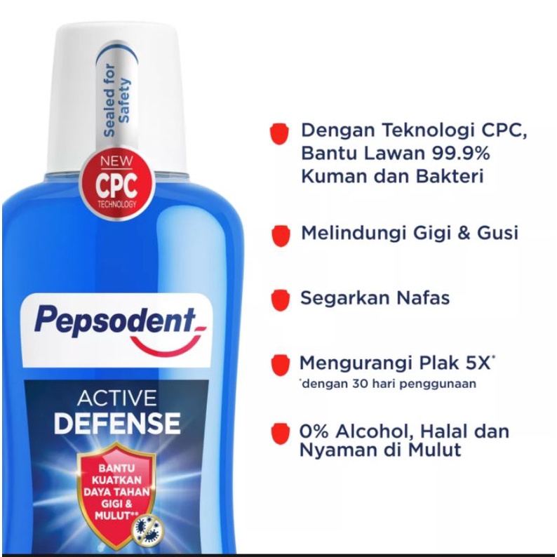 Pepsodent Mouthwash Active Defense 300ml Obat Kumur Anti Bakteri dengan Teknologi CPC