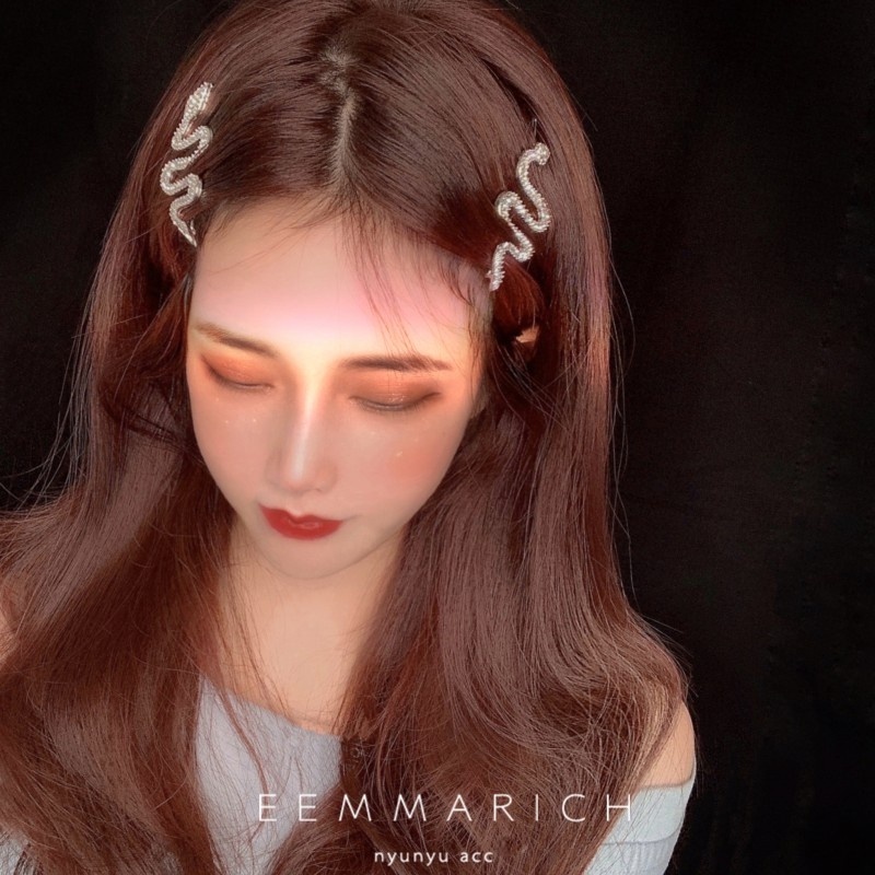Jepit Rambut Ular Berlian Berkilau lady's Keren Gaya hip hop Korea Poni Klip