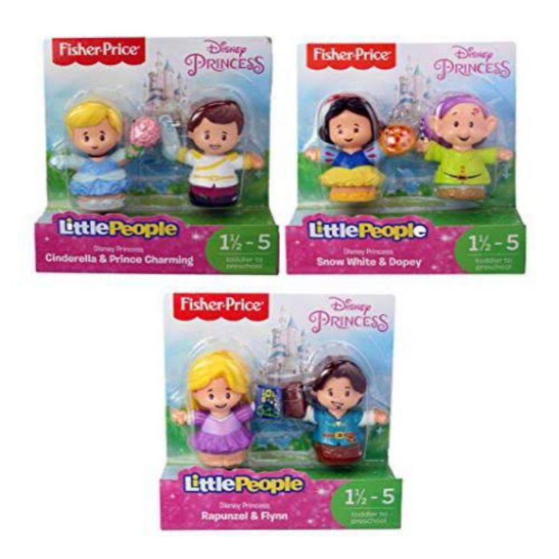 Fisher Price Little People Disney Princess Rapunzel & Flynn Cinderella Snow White Dopey Boneka Figur