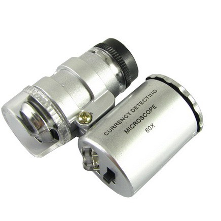 Mini zoom 60X LED Light Microscope + UV ultraviolet mikroskop akik