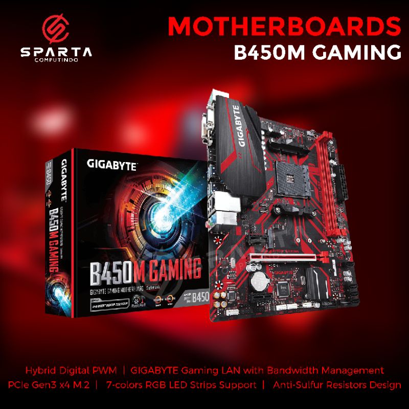 MOTHERBOARD GAMING Socket AM4 B450M GAMING GIGABYTE New Bergaransi