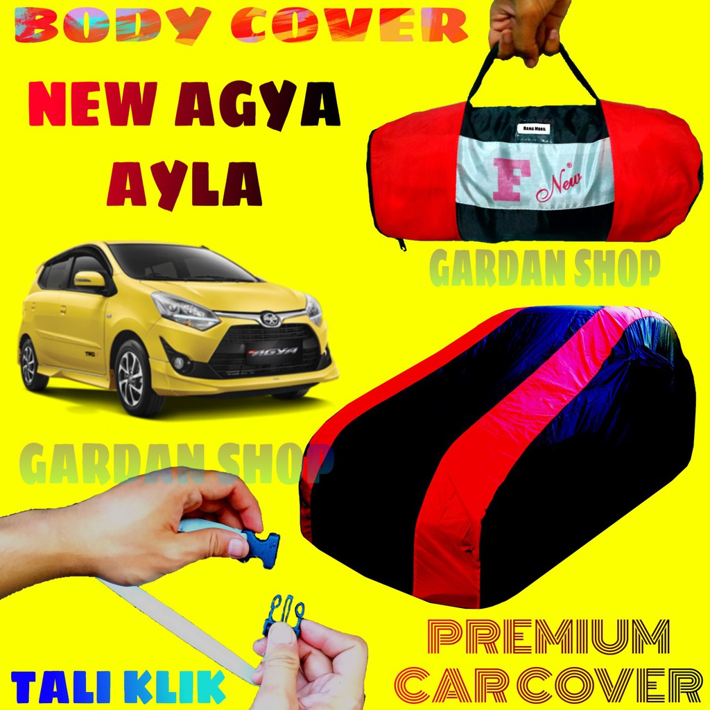 Body Cover New AGYA AYLA Sarung MERAH Penutup Pelindung Bodi Mobil Toyota Agya Anti Air PREMIUM Red