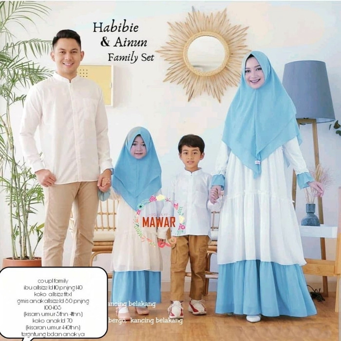 Baju Couple Habibie Ainun Family - Biru, all size