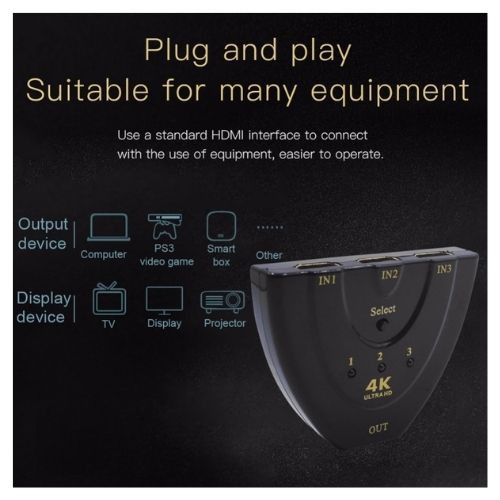 Kabel HDMI Spliter Switch 3 Port Input 4K 2K 3D TV Multimedia 111158