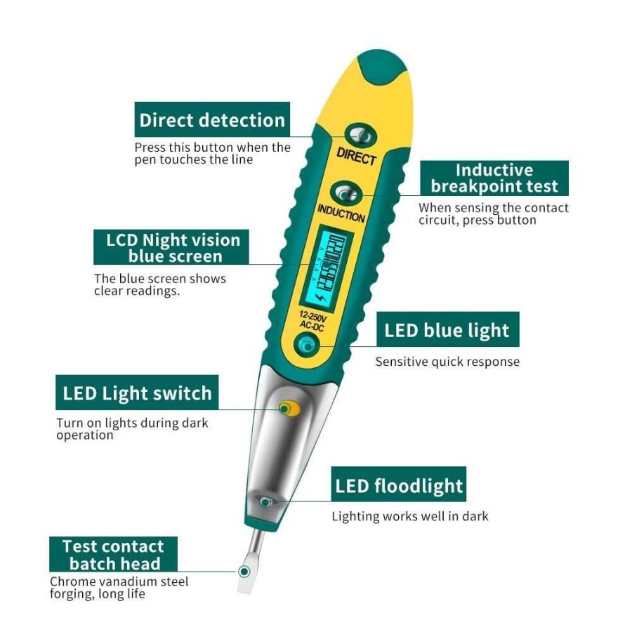 TK-06 Obeng Tespen Test pen AC DC LCD Digital Display Voltage Test Pen Voltage Detector non contact tespen screwdriver Pengukur Arus Listrik