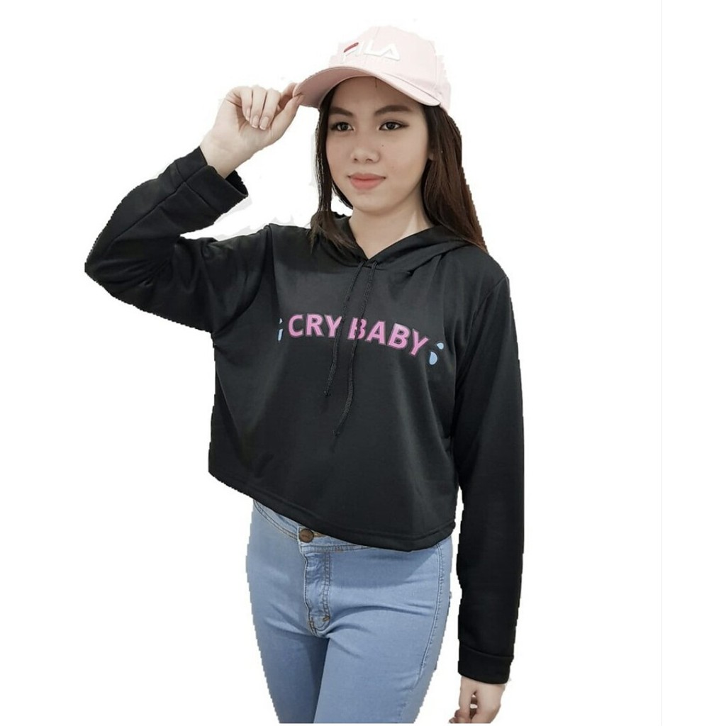 Bess - Sweater Hoodie Crop Murah / Sweater Hoodie Crop CRY BABY