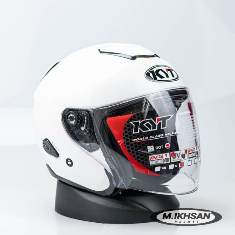 Helm KYT Kyoto R Solid Plain White Glossy / KYT Kyoto White / Kyoto Putih / Produk Original KYT