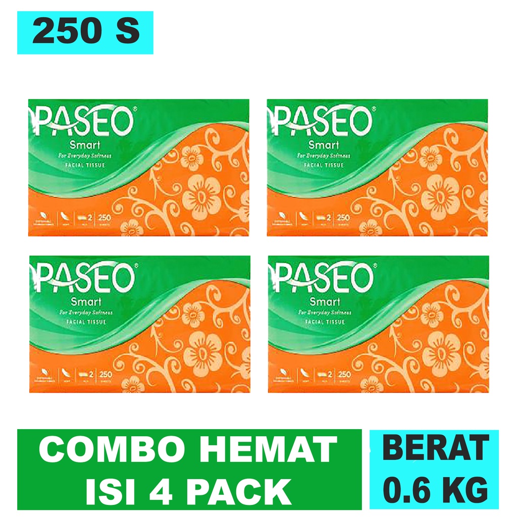 4 PCS Tissue Paseo Smart Facial Tisu Muka Tisue Wajah Soft Pack (250 Sheet / 2 ply) / [PROMO] Tissue