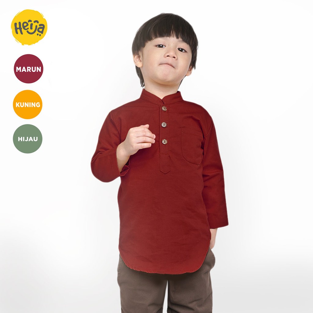 KEMEJA KOKO ANAK KURTA lengan panjang umur 1-13th Remaja Couple Ayah Dewasa - MERAH MAROON | HEIJA KIDS