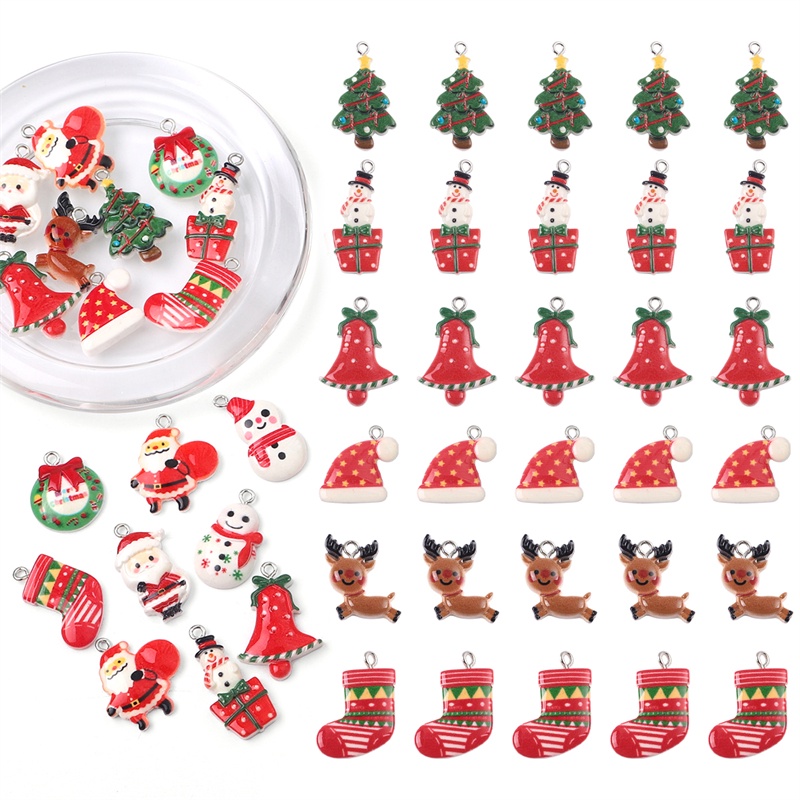 Charms Enamel Seri Natal Warna-Warni Untuk Membuat Perhiasan Handmade DIY