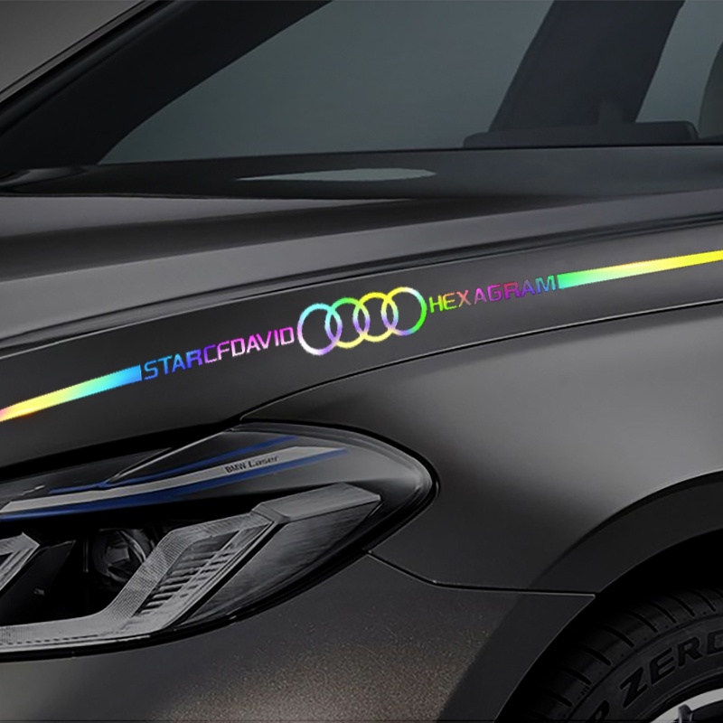 Stiker Logo Audi Laser Reflektif Warna-Warni Untuk A3 A4 A5 A6 Q3 Q4 Q5 Q7 TT Sline