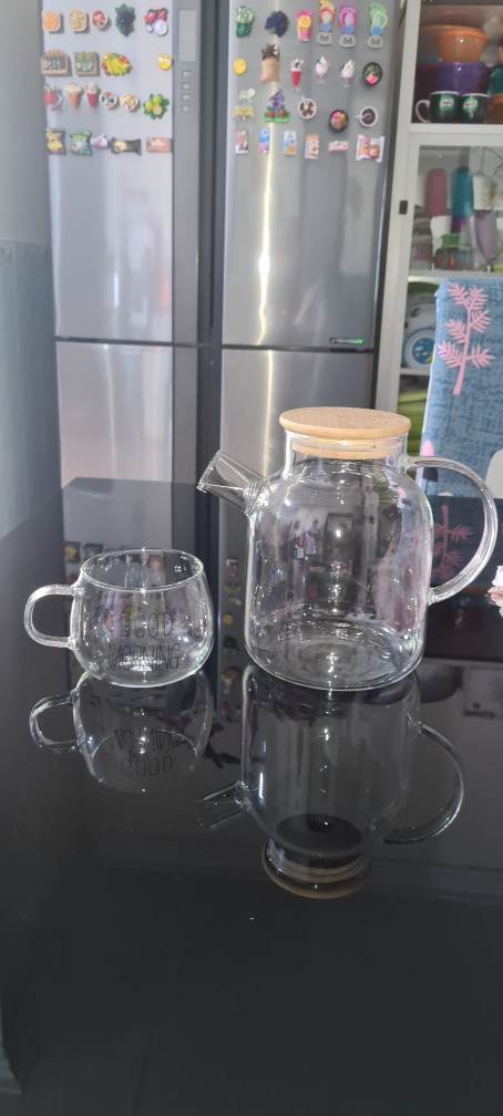 Yama Natchi Natural Wood Pitcher Pot Infuser Teko Kaca Bamboo Teapot 1,6 L