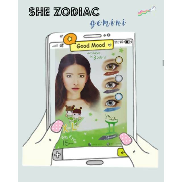 Softlense She Zodiac Gemini - Soflen warna Murah - Soflens Grey Big Eyes Murah - Softlens Kekinian