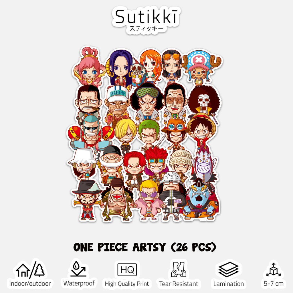 Sutikki | Sticker Pack One Piece Character Chibi Cibi Mini Karakter Artsy Stiker Laptop Vinyl