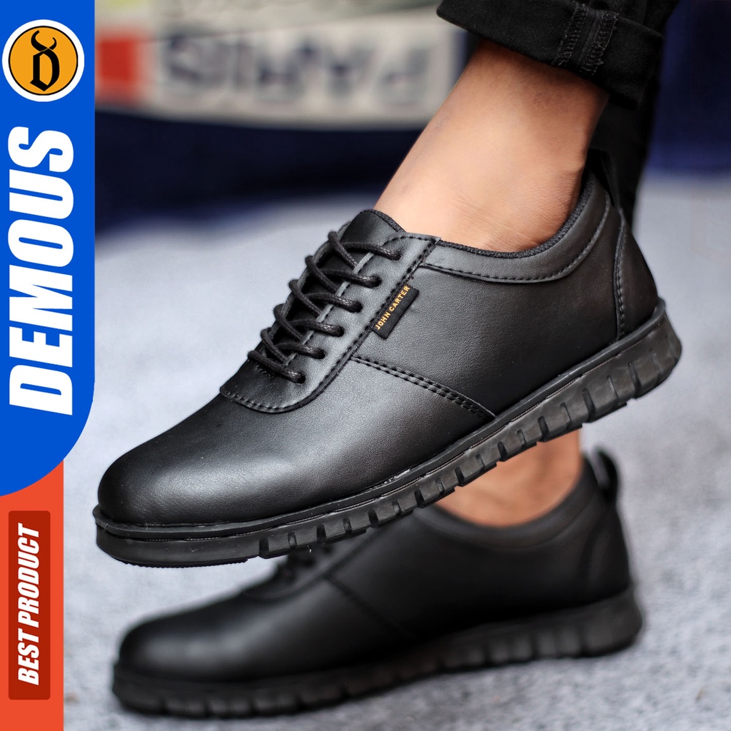 Sepatu Formal Pria Sepatu Casual Pria Kulit Pu Tali Sepatu Pantofel Kerja Kantor Kuliah Kondangan Sepatu Hitam Pria DEMOUS JIMLIST