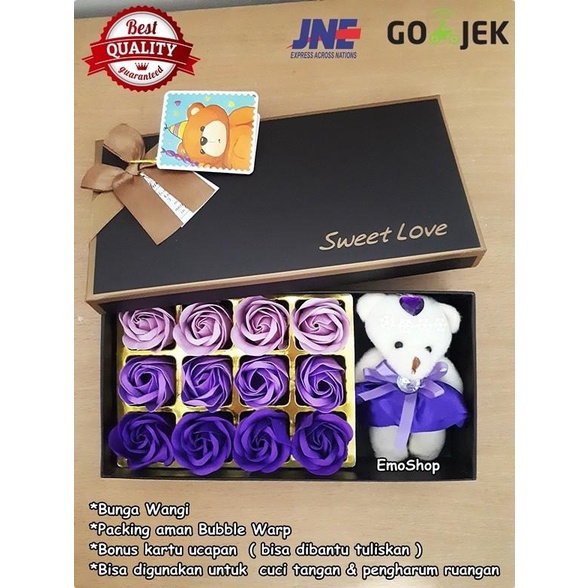 

Wrap 12 Flower Soap + Doll In Chocolate Box, Hadiah Valentine Unik Murah !
