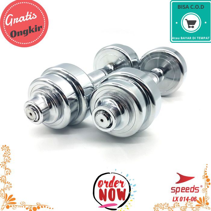 COD 258 Dumbell Barbel Set Max 20kg Tiang Angkat Beban Besi 2 Pcs LX 014-6 Alat Fitness GYM