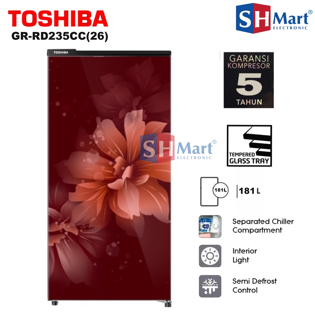 TOSHIBA KULKAS 1 PINTU GR-RD235CC-DMF GARANSI 5 THN (MEDAN)