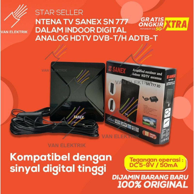 Promo NTENA TV SANEX SN 777 DALAM INDOOR DIGITAL ANALOG HDTV DVB-T/H A