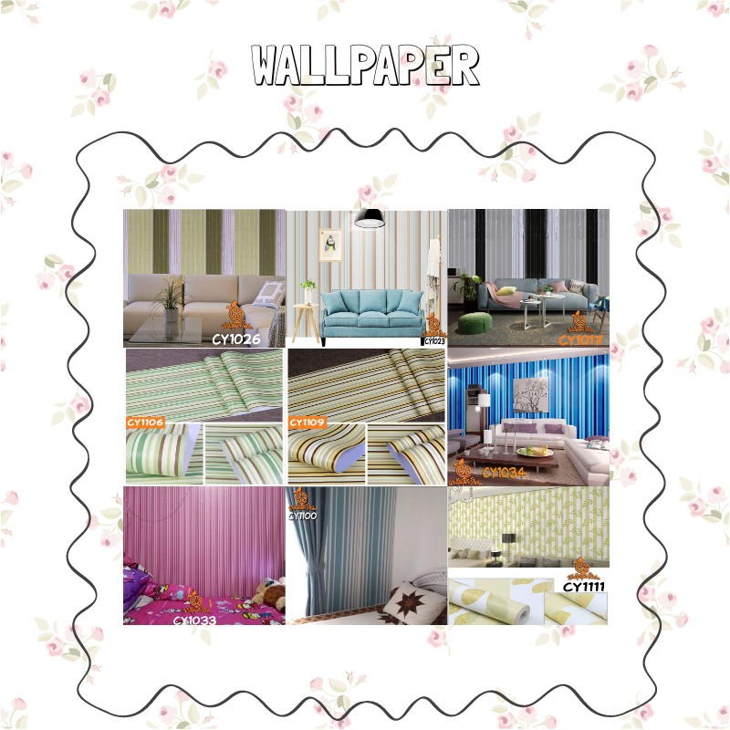 [BISA COD] Wallpaper Dinding Salur Garis Ulir Hijau Premium Size 45cm x 10meter KODE CY