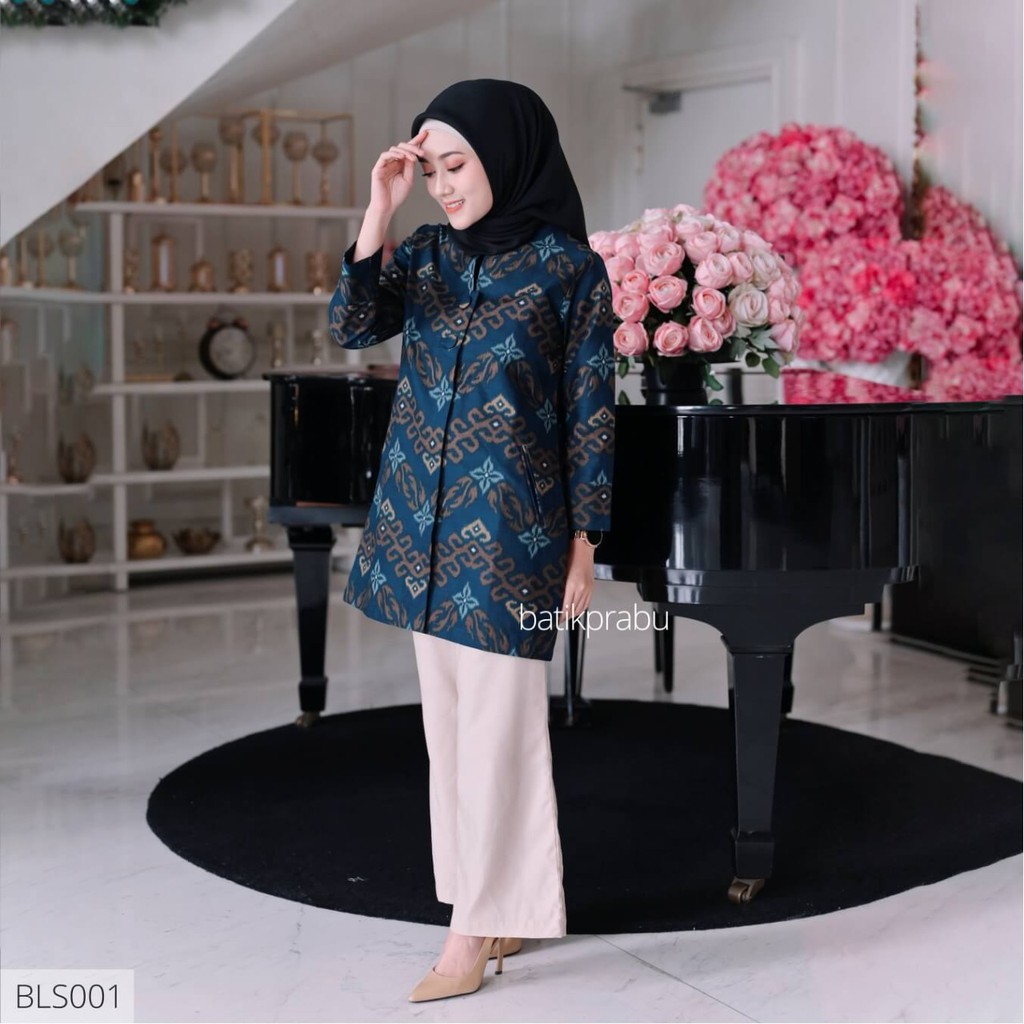 Batik Prabu Blouse Wanita Bahan Katun Baturaden Reguler Fit BLS001