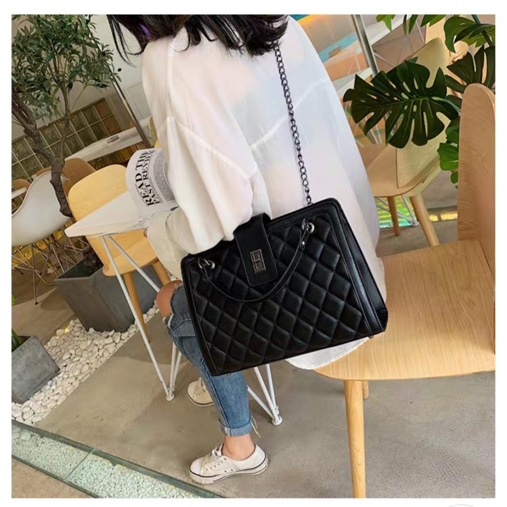 ready cod tas selempang handbag tote bag wanita warna hitam tas besar import murah terbaru