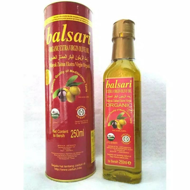 MINYAK ZAITUN BALSARI IMPORT TURKI EXTRA VIRGIN OLIVE OIL / MINYAK ZAITUN BALSARI ORGANIK 250ML