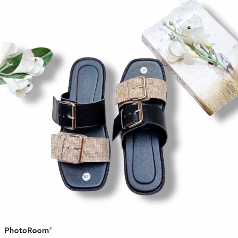 SANDAL FLATS GONI GESPER KOMBINASI