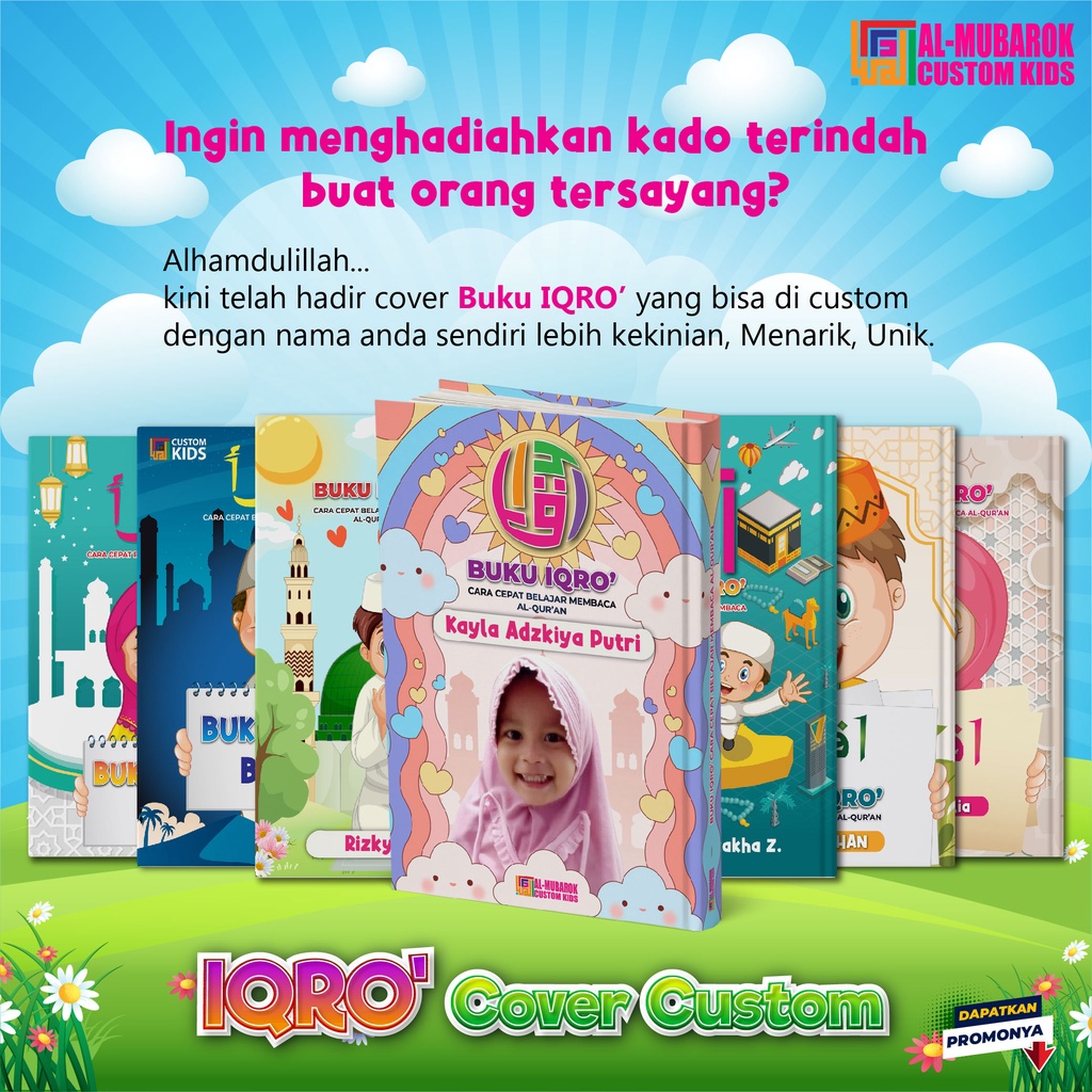 BISA COD - Iqro Custom Nama Foto Iqro & Juz Amma Iqra Custom Kertas Berwarna - Iqro Milenial - AlMub